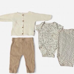 Rabbit Bear Baby Cardigan with Wooden Buttons